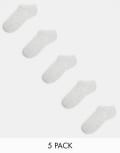 [Jack & Jones] Jack & Jones 5 pack trainer socks in light grey marl One Size Light Grey Melange