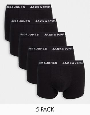 Jack & Jones 5 pack trunks in black - ASOS Price Checker