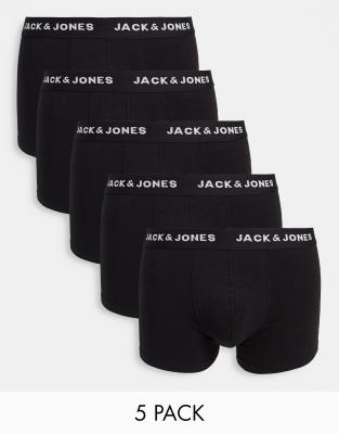 Jack & Jones 5 pack trunks in black - ASOS Price Checker