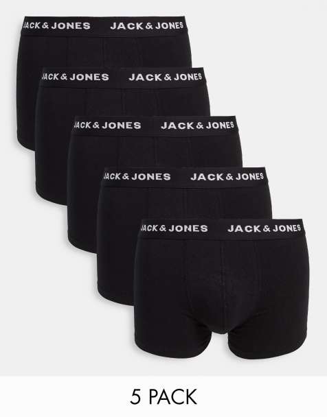 ASOS DESIGN 5 pack jersey boxers in black