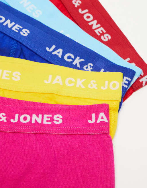 Jack Jones 5 pack trunks in bright colors