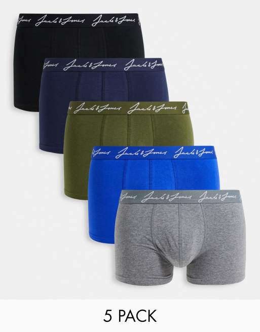 Jack & Jones 5 pack trunks in multi | ASOS