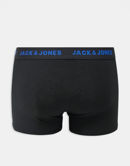Jack & Jones 5 pack trunks with contrast waistband in black mix, 3 of 3