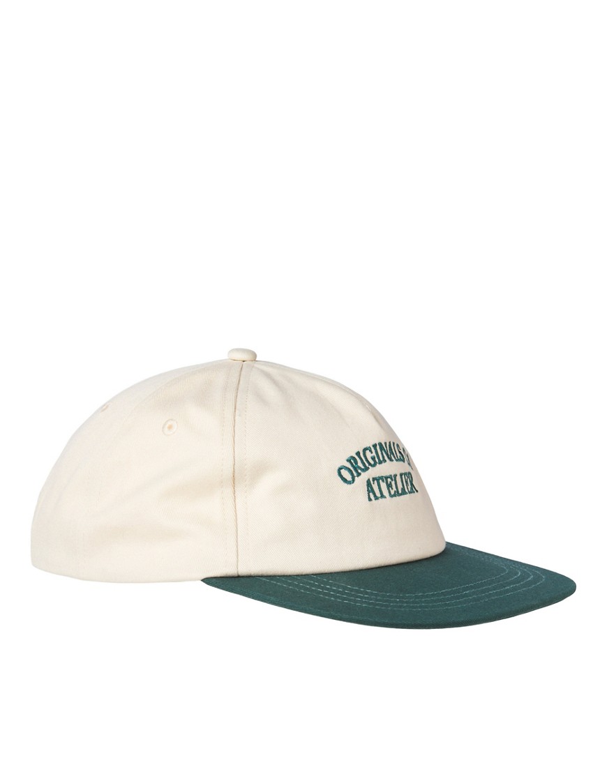 Jack & Jones 5 Panel Cap With Embroidered Logo In Green In White