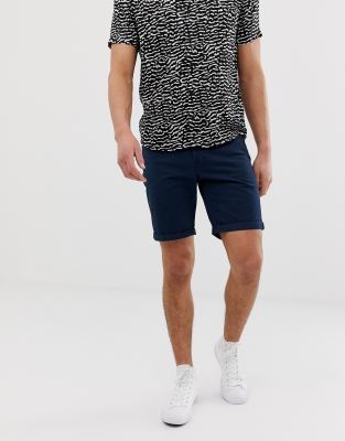 Jack & Jones Intelligence Chino Short With Drawstring In Navy In Navy