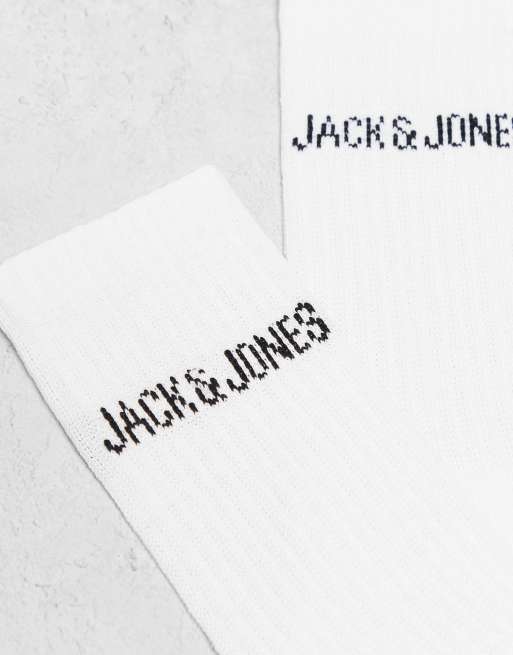 Jack & Jones – 5er-Pack gerippte Socken in Weiß mit Logo, 2 von 4