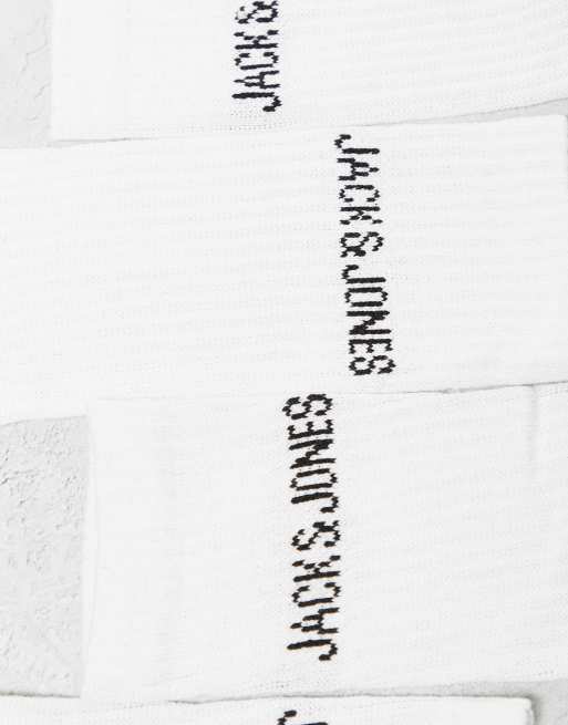 Jack & Jones – 5er-Pack gerippte Socken in Weiß mit Logo, 3 von 4