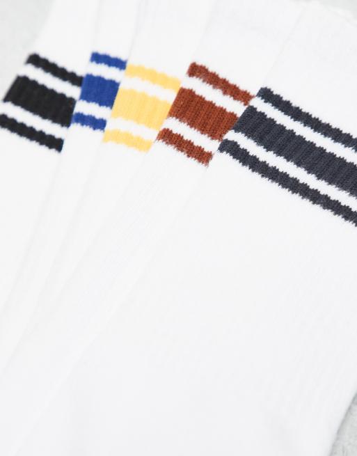Jack & Jones – 5er-Pack Sportsocken in Weiß mit leuchtenden Streifen, 3 von 3