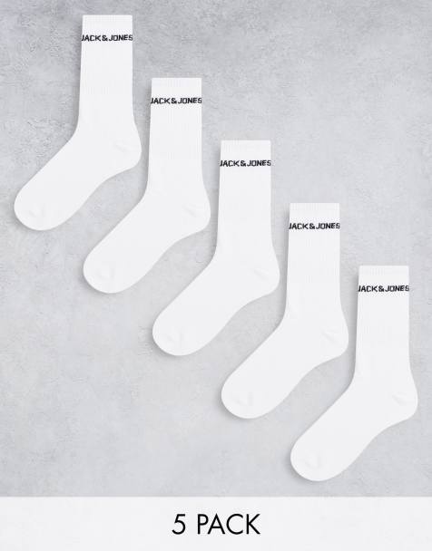 Jack & Jones – 5er-Pack Sportsocken mit Logo in Weiß - view 1