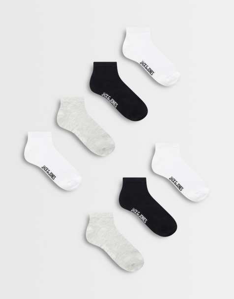 Jack & Jones 7 pack ankle socks in black white grey - view 1