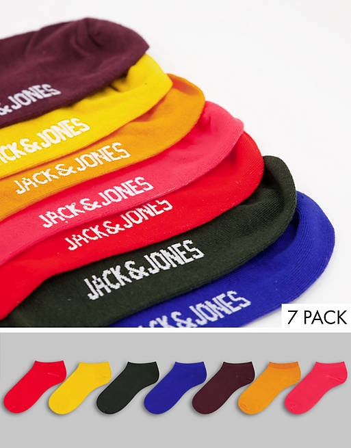 Jack & Jones 7 pack trainer socks in multi colour