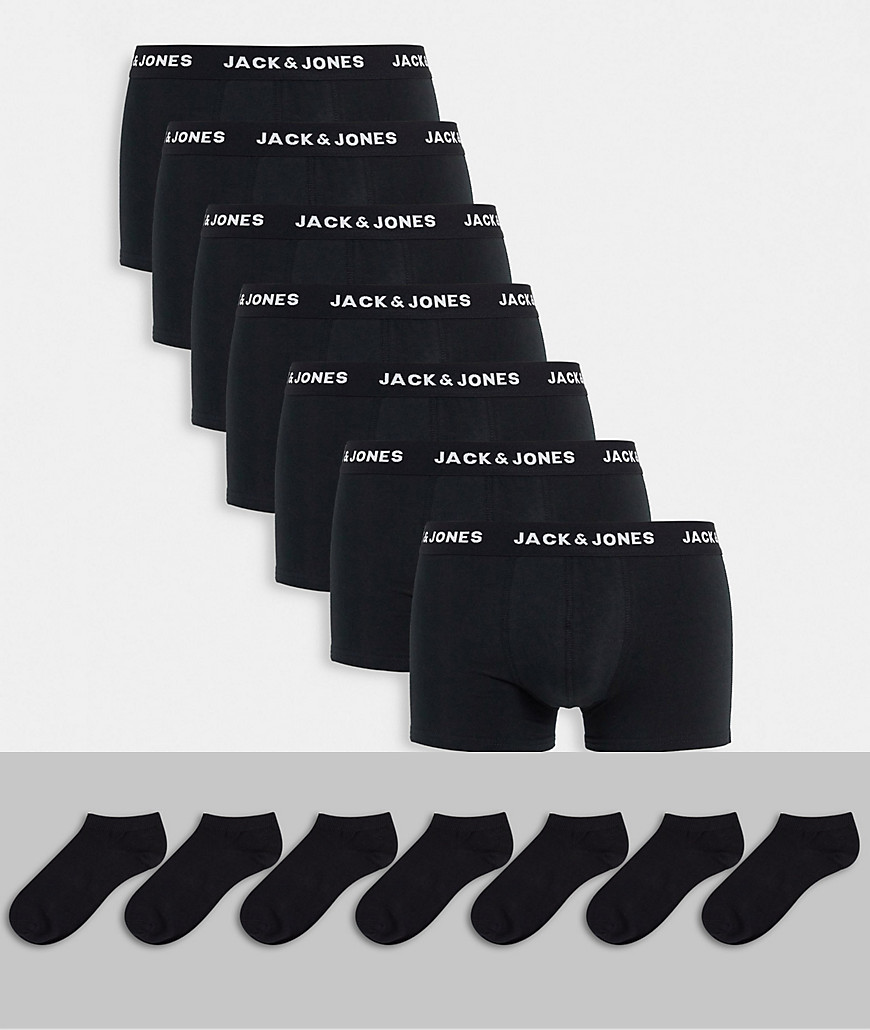 Jack & Jones 7 pack trunks and socks in black