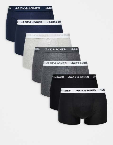 Jack & Jones 7 pack trunks in grey, navy and black - view 1