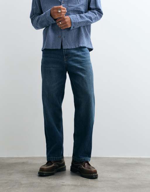 Jack & Jones Alex baggy broek in middenblauwe wassing, 2 van 5