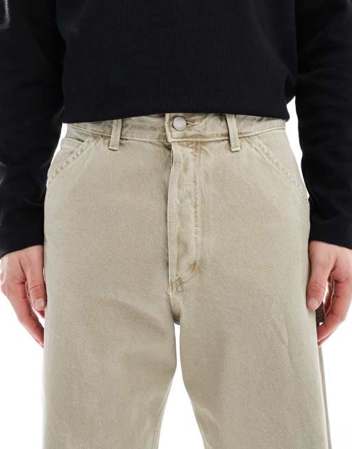 Jack & Jones Alex baggy carpenter fit jeans in light gray wash