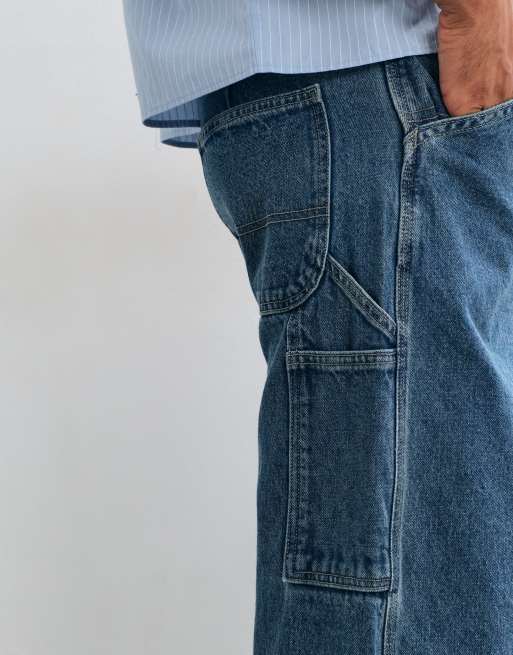 Jack & Jones Alex baggy carpenter-jeans i mellanblå tvätt, 2 av 5