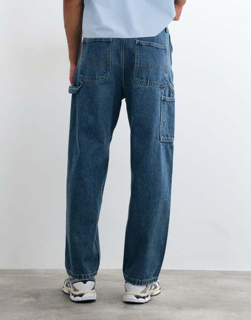 Jack & Jones Alex baggy carpenter-jeans i mellanblå tvätt, 3 av 5