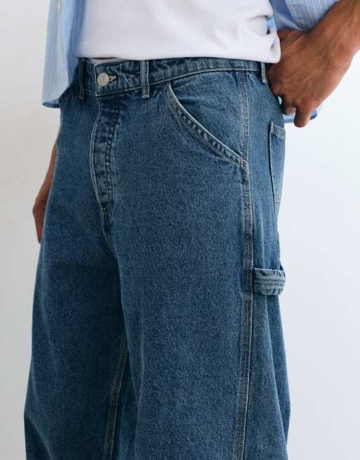 Jack & Jones Alex baggy carpenter-jeans i mellanblå tvätt, 4 av 5