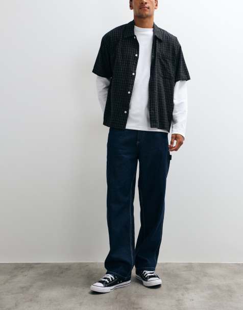 Jack & Jones Alex baggy carpenter jeans in dark blue wash - view 1