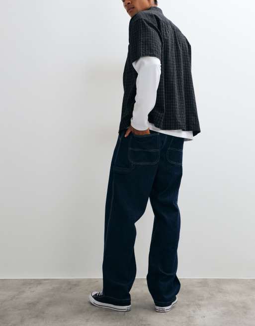 Jack & Jones Alex baggy carpenter jeans in dark blue wash, 5 of 5