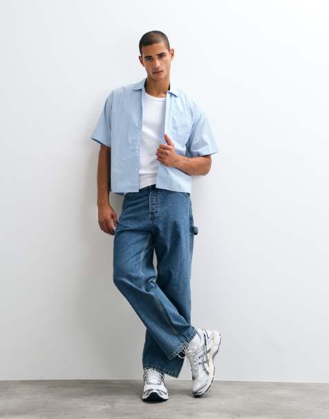Jack & Jones Alex baggy carpenter jeans in middenblauwe wassing - view 1