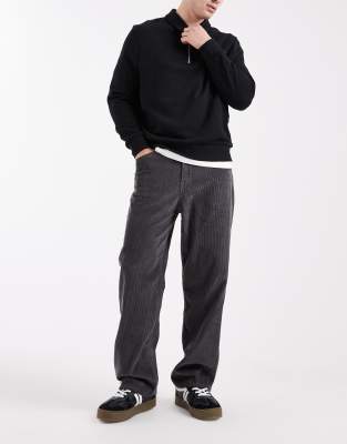 Jack & Jones Alex Baggy Cord Pants In Gray