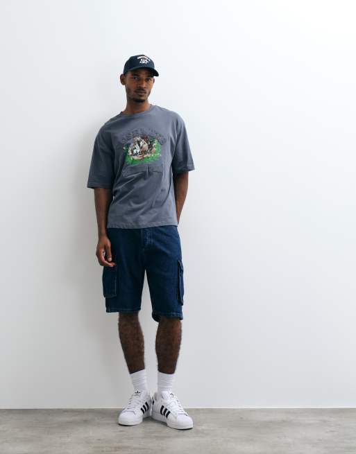 Jack & Jones Alex Baggy Denim-Cargo-Shorts in Hellblau, 2 von 5