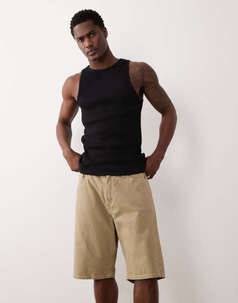 Jack & Jones Alex baggy denim shorts in beige - view 1
