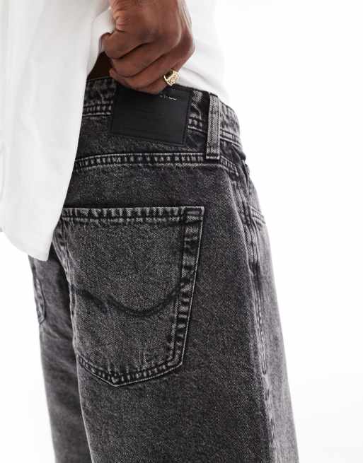Jack & Jones alex baggy denim shorts in black wash