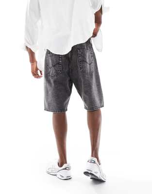 Jack & Jones alex baggy denim shorts in black wash