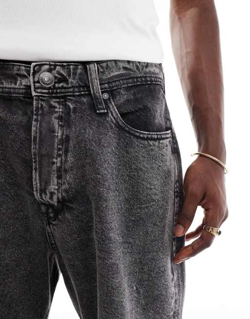 Jack & Jones alex baggy denim shorts in black wash