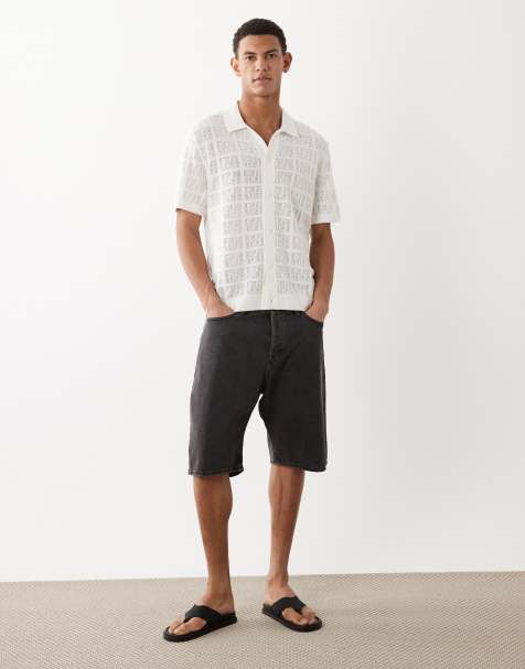 Jack & Jones Alex baggy denim shorts in black wash