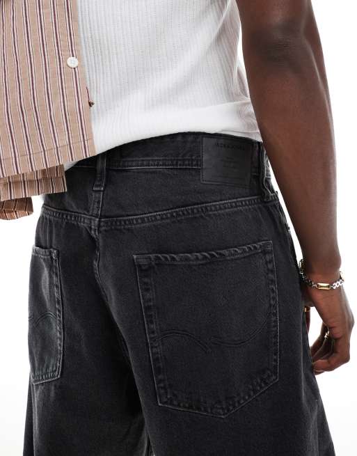 Jack & Jones Alex baggy denim shorts in black , 5 of 5