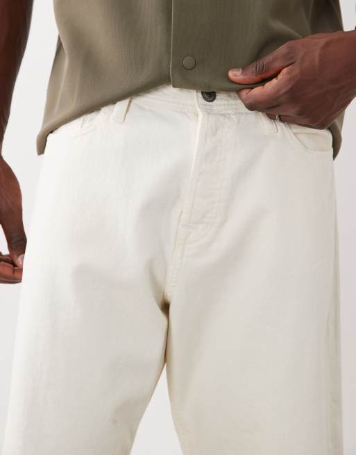 Jack & Jones Alex baggy denim shorts in cream, 5 of 5