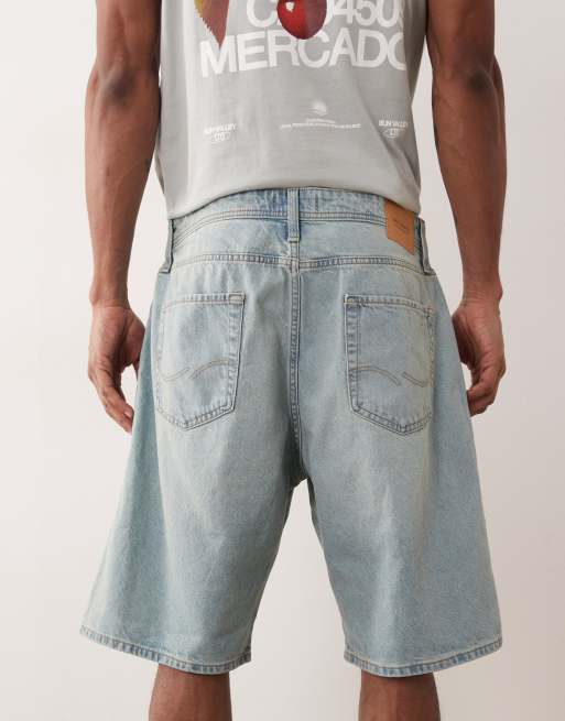 Jack & Jones Alex baggy denim shorts in light blue tint, 4 of 5