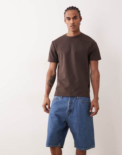 Jack & Jones Alex baggy denim shorts in mid blue