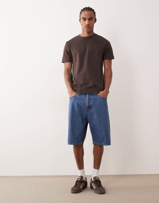 Jack & Jones Alex baggy denim shorts in mid blue, 2 of 5