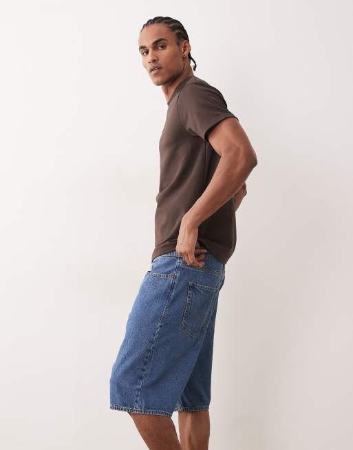 Jack & Jones Alex baggy denim shorts in mid blue, 3 of 5