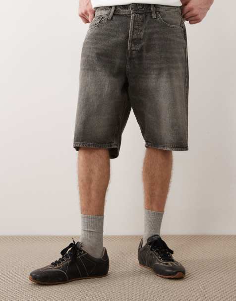 Jack & Jones Alex baggy denim shorts in mid gray - view 1