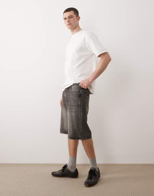 Jack & Jones Alex baggy denim shorts in mid gray, 3 of 5