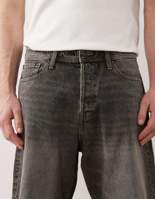 Jack & Jones Alex baggy denim shorts in mid grey, 4 of 5