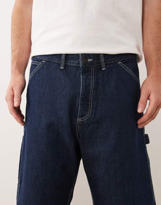 Jack & Jones - Alex - Baggy denim timmermansshort in donkerblauw, 4 van 5