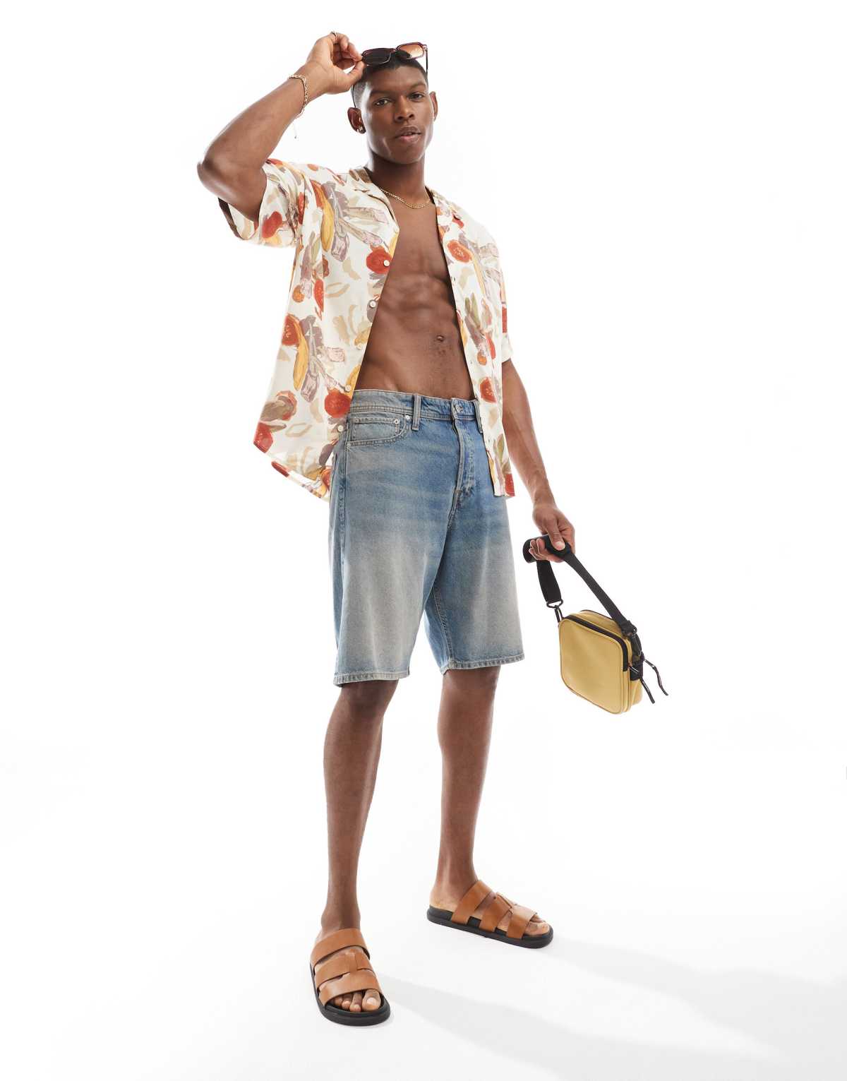 Jack & Jones alex baggy fit denim short in vintage blue wash
