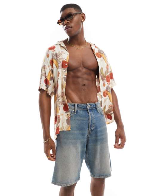 Jack & Jones alex baggy fit denim short in vintage blue wash