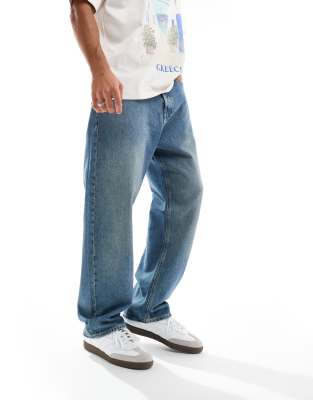 Jack & Jones Jack & Jones alex baggy fit jean in mid blue wash