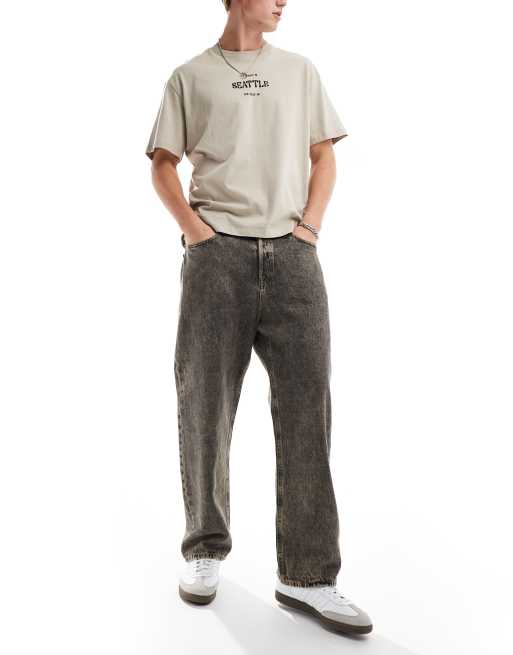 Jack & Jones Alex baggy fit jeans in acid wash 