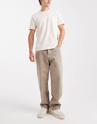 Jack & Jones Alex baggy fit jeans in beige acid wash-Neutral
