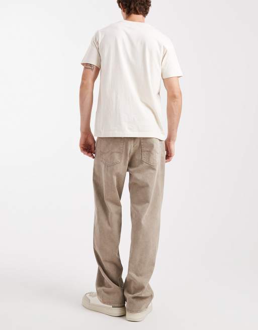 Jack & Jones Alex baggy fit jeans in beige acid wash