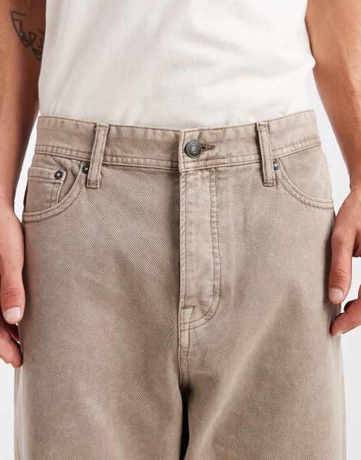 Jack & Jones Alex baggy fit jeans in beige acid wash