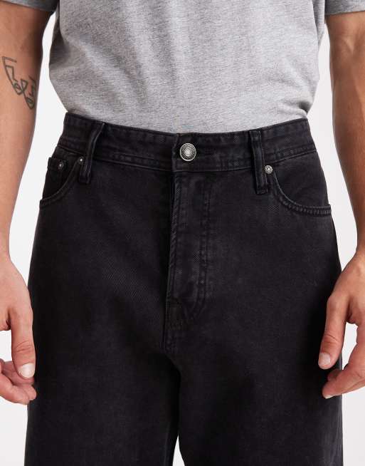 Jack & Jones baggy fit jeans in black acid wash